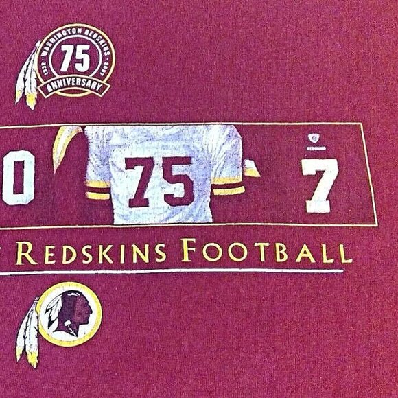 VTG Reebok Washington Redskins 75th Anniversary T Shirt M Red Commanders NFL - Picture 3 of 6